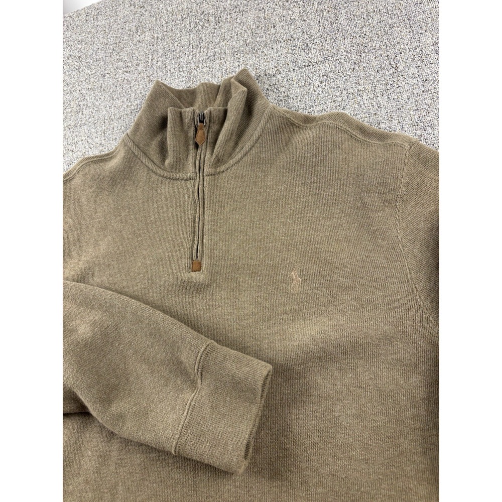 Polo Ralph Lauren Quarter Zip 1/4 Zip Mens L Green Sweater Pullover Pony Logo